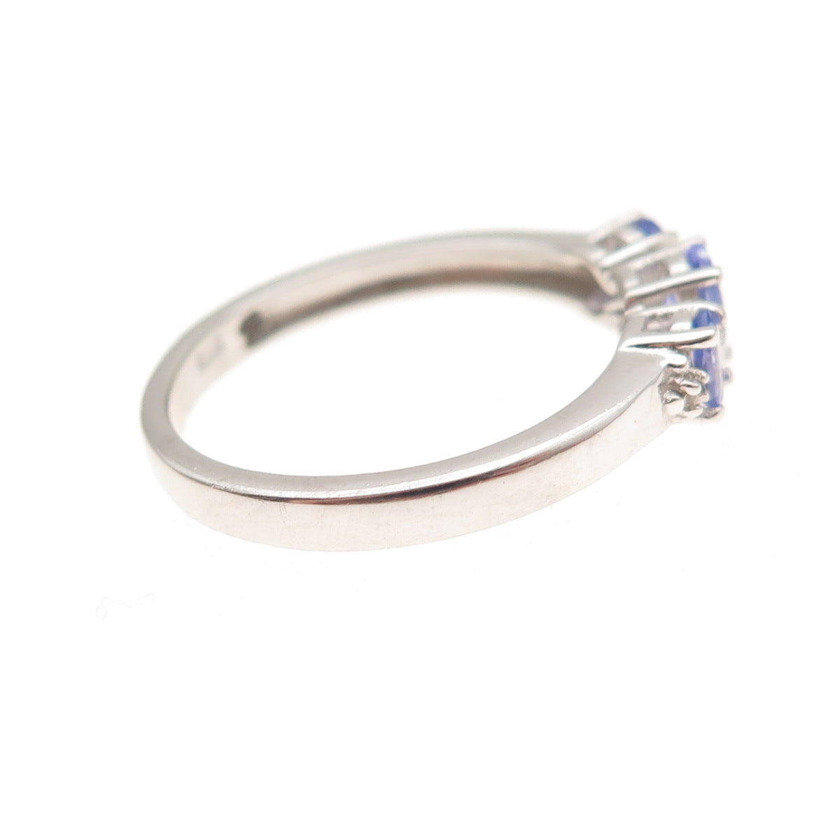 Chuck Clemency 925 Sterling Silver Real Tanzanite & White Topaz Ring Size 8.25