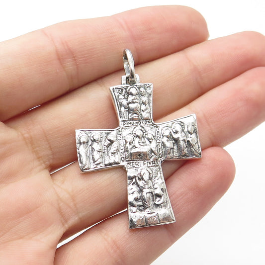 925 Sterling Silver Vintage Religious Theme Cross Pendant