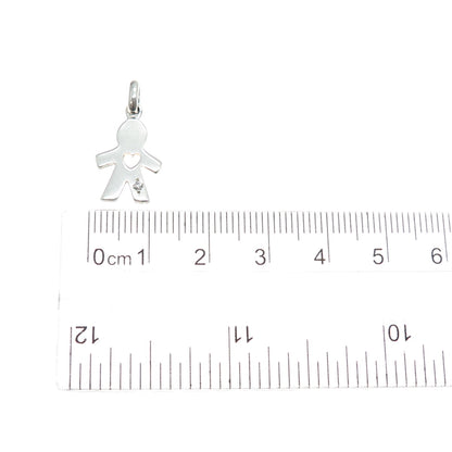 925 Sterling Silver Vintage C Z Boy's Heart Minimalist Charm Pendant