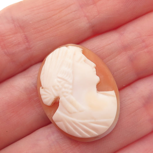 Antique Art Deco Real Carved Mother-of-Pearl Lady Cameo