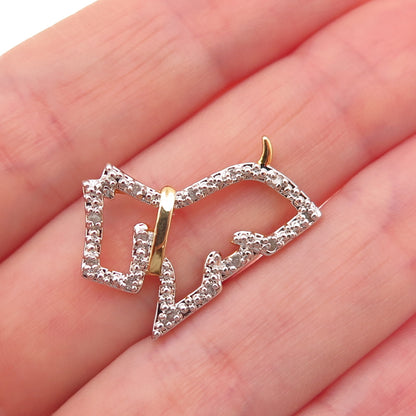 Charles Winston 925 Sterling Silver 2-Tone Real Diamond Slide Charm Pendant