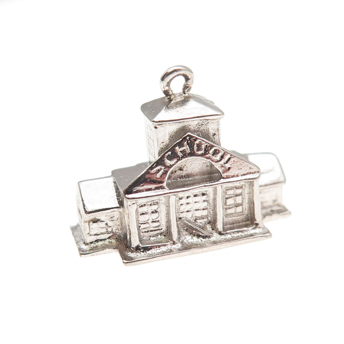 Town & Country 925 Sterling Silver Vintage Schoolhouse 3D Mini Charm Pendant