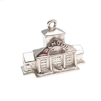 Town & Country 925 Sterling Silver Vintage Schoolhouse 3D Mini Charm Pendant