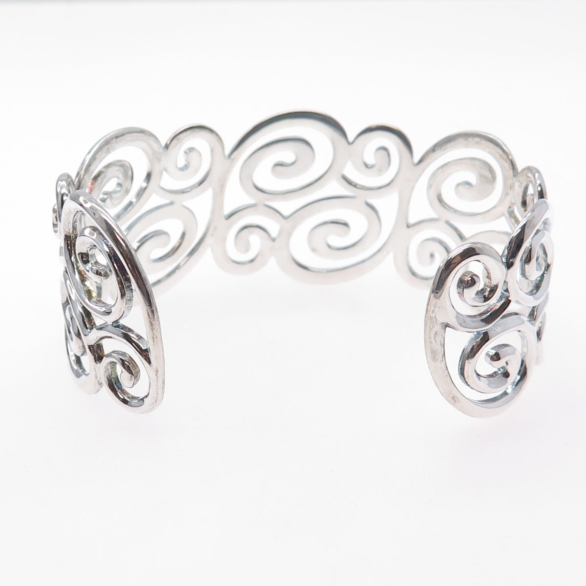 ROSS SIMONS 925 Sterling Silver Vintage Modernist Swirl Adjustable Bracelet 7"