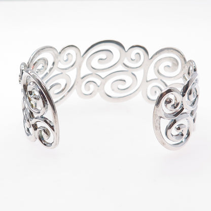 ROSS SIMONS 925 Sterling Silver Vintage Modernist Swirl Adjustable Bracelet 7"