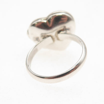 925 Sterling Silver Vintage Heart Locket Oxidized Ring Size 5