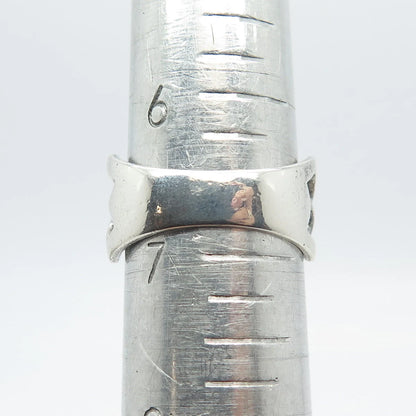925 Sterling Silver Vintage Han Cuban Chain Ring Size 6.75