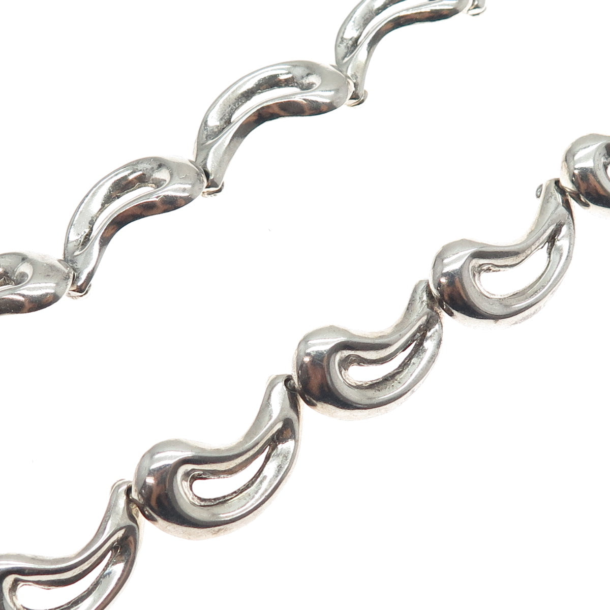 925 Sterling Silver Vintage Mexico Modernist Teardrop Chain Necklace 16"