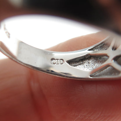 CLYDE DUNEIER CID 925 Sterling Silver Real Onyx Ruby Topaz Flower Ring Size 5.25