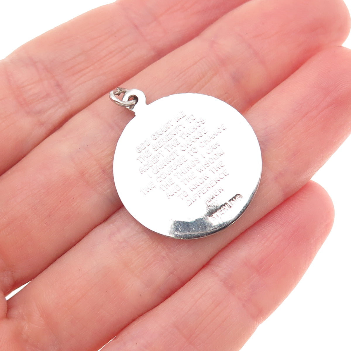 925 Sterling Silver Vintage Prayer Hands Charm Pendant