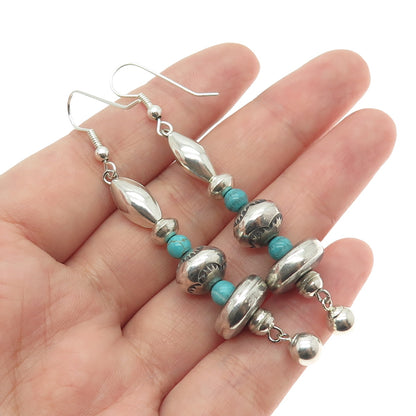 Old Pawn 925 Sterling Silver Southwestern Bisbee Turquoise Navajo Pearl Earrings