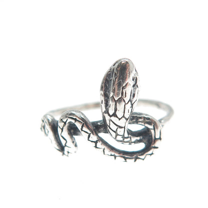 925 Sterling Silver Vintage Snake Oxidized Ring Size 6 (repair / cracked shank)