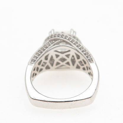 TYCOON 925 Sterling Silver Multi-Cut C Z Engagement Ring Size 7.25