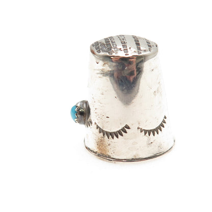 Old Pawn 925 Sterling Silver Vintage Turquoise Snake Eye Sewing Thimble
