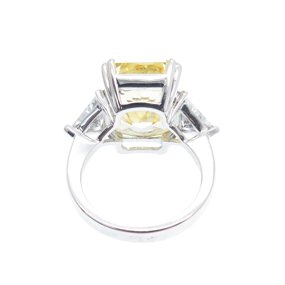 DSMK 925 Sterling Silver Canary & White Multi-Cut C Z Ring Size 6.25