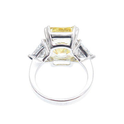 DSMK 925 Sterling Silver Canary & White Multi-Cut C Z Ring Size 6.25