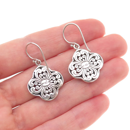 ATI Annika Witt 925 Sterling Silver Vintage Heart Floral Dangle Earrings