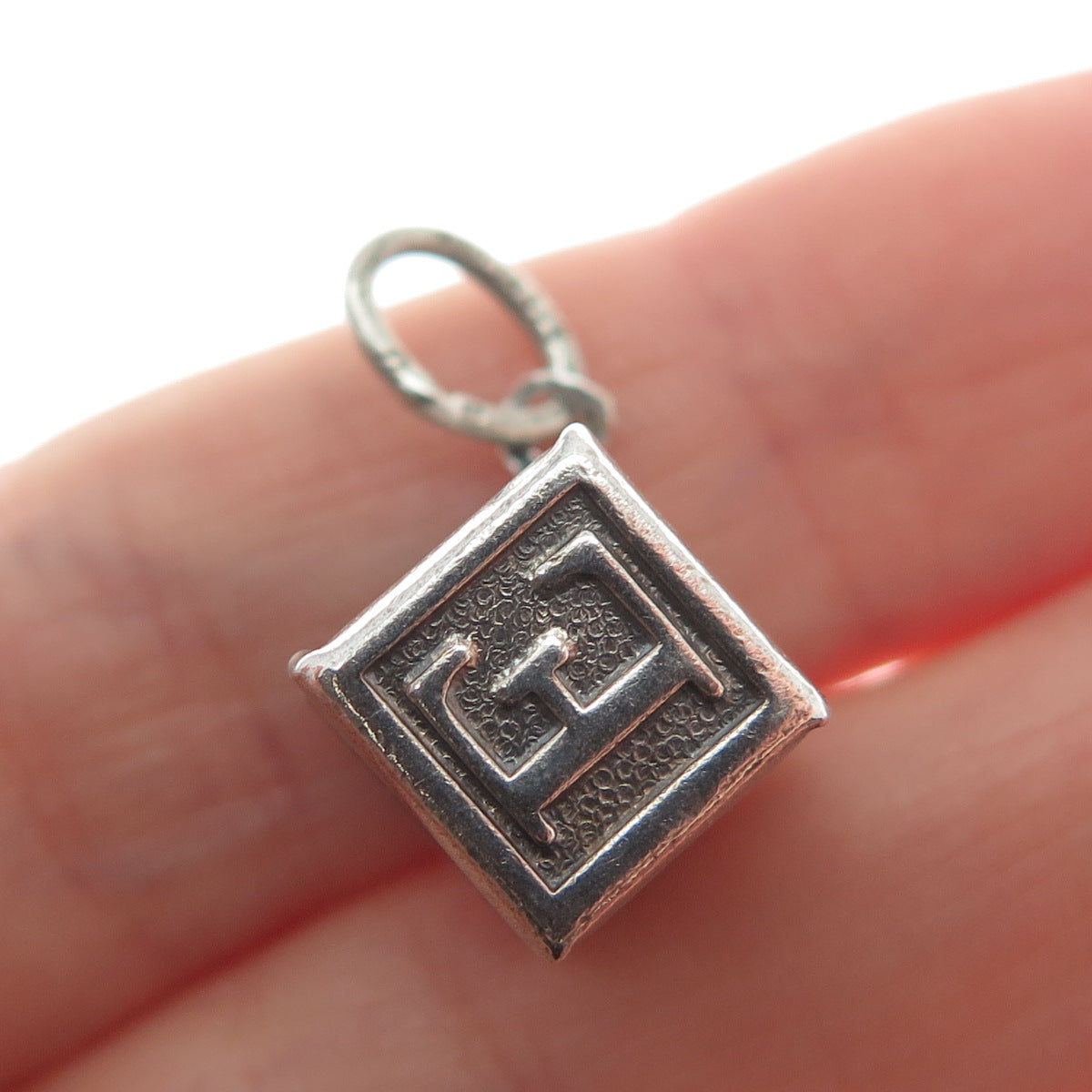 BEAU 925 Sterling Silver Vintage Baby Alphabet Building Block Mini Charm Pendant