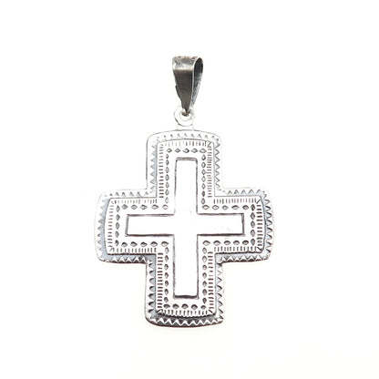 Bayanihan 925 Sterling Silver Vintage Cross Oxidized Pendant