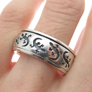 PETER STONE 925 Sterling Silver Vintage Lizard Rotating Band Ring Size 11.25