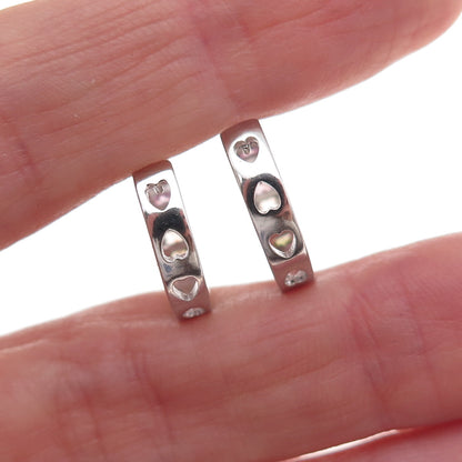 925 Sterling Silver Princess-Cut Multi-Color C Z Hoop Earrings