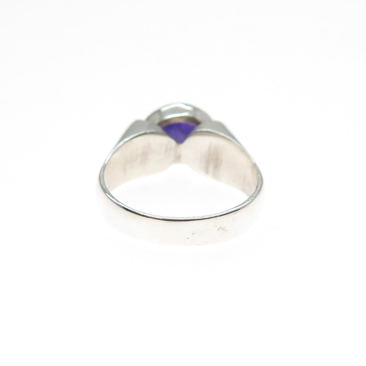 925 Sterling Silver Vintage Real Amethyst Modernist Ring Size 8.25