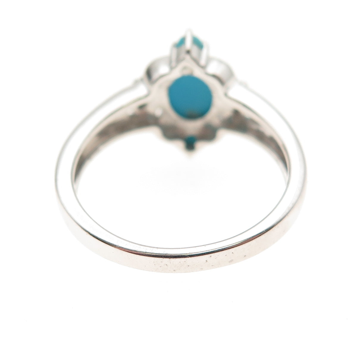 925 Sterling Silver Real Sleeping Beauty Turquoise Floral Ring Size 8