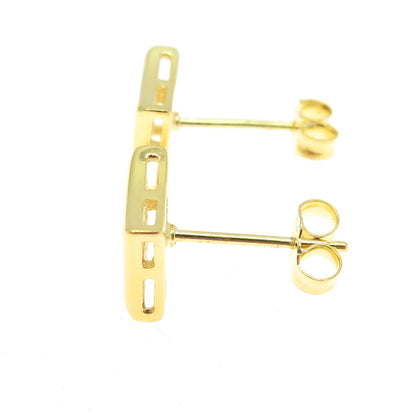 925 Sterling Silver Gold Plated Round-Cut C Z Princess Square Earrings