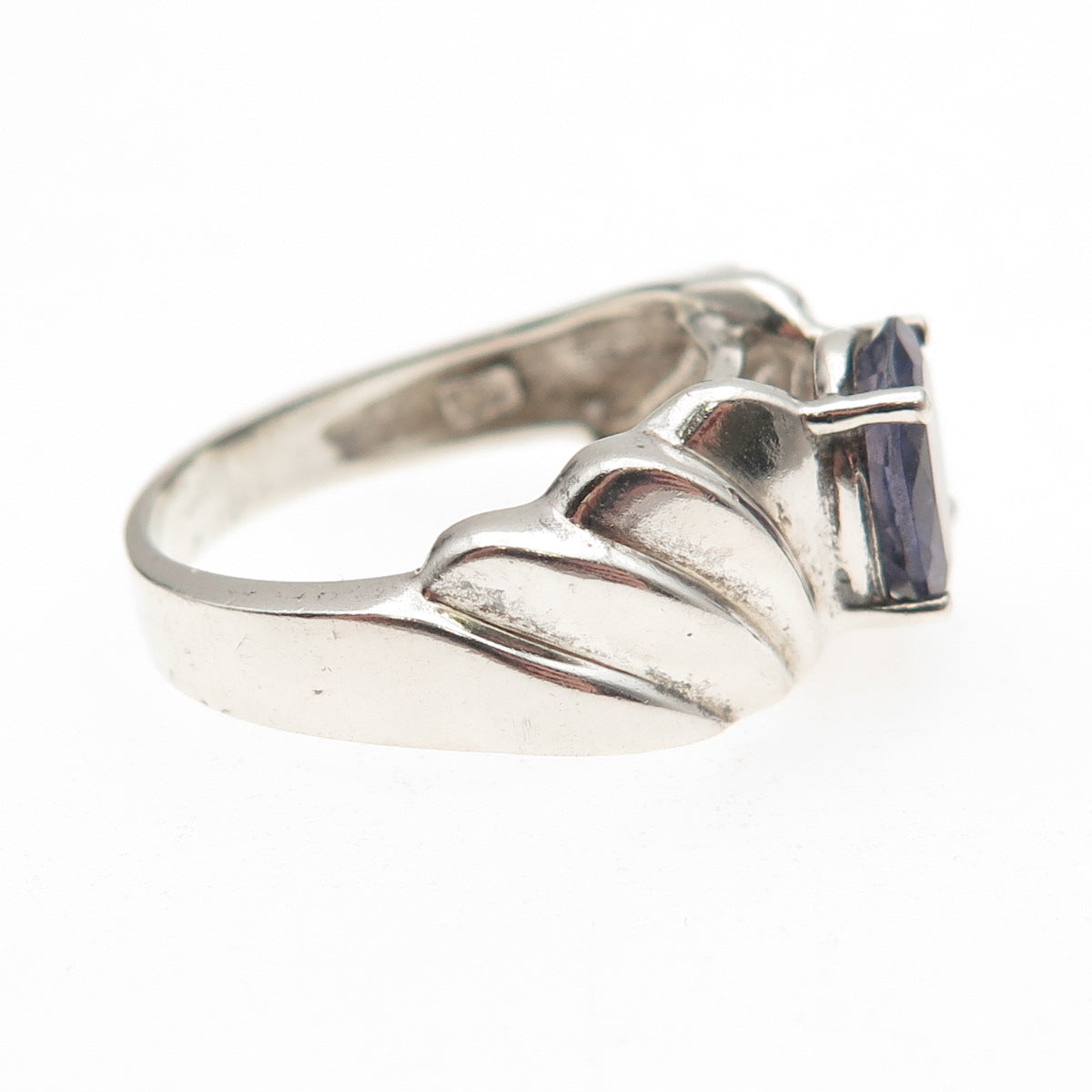 Mei 925 Sterling Silver Vintage Real Iolite Modernist Ring Size 7