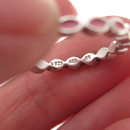 Pandora 925 Sterling Silver Enamel Stackable Band Ring Size 7.5