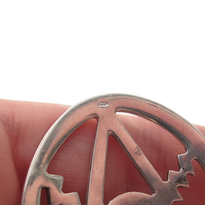 925 Sterling Silver Vintage Modernist Crescent Pendant