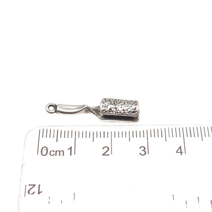 Sunwest 925 Sterling Silver Vintage Hairbrush Oxidized 3D Charm Pendant