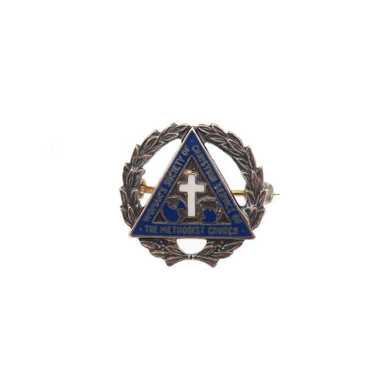 Robbins & Co. 925 Sterling Antique Enamel Woman's Society Methodist Church Pin