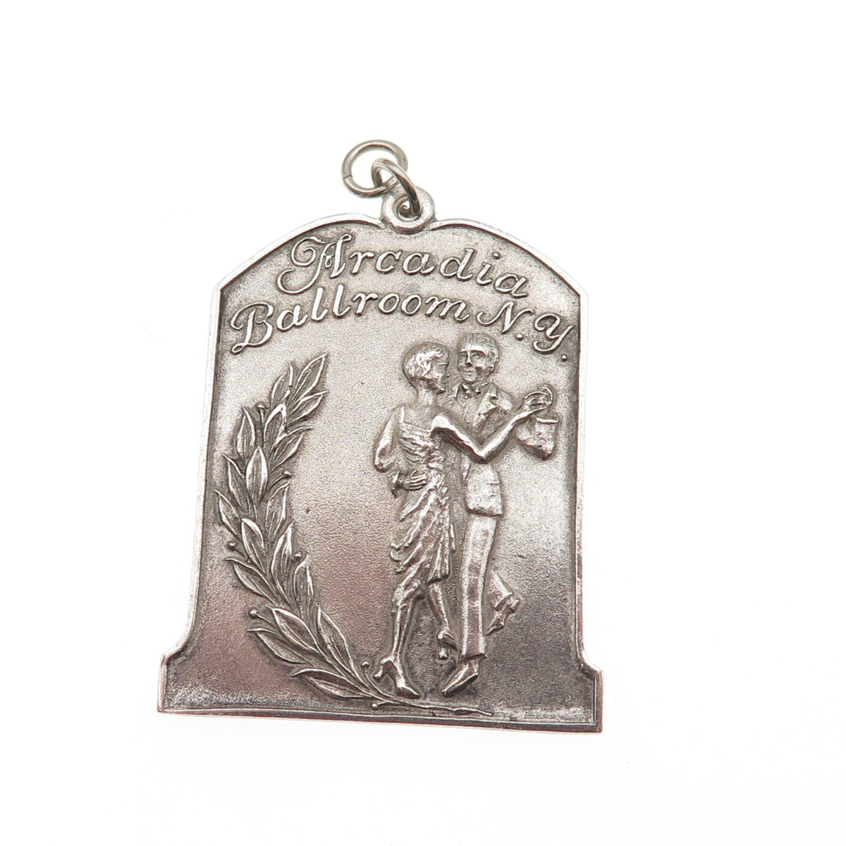 925 Sterling Silver Antique Art Deco Arcadia Ballroom NY Oxidized Charm Pendant