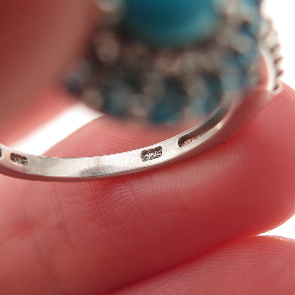 Chuck Clemency 925 Sterling Silver Real Turquoise Apatite & Topaz Ring Size 8.25