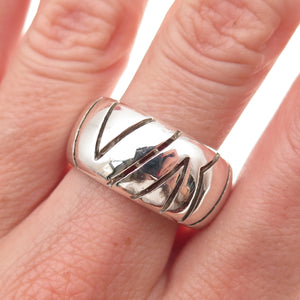 Bachrach 925 Sterling Silver Vintage Modernist V-Shape Ring Size 9