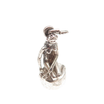 BERNARD HERTZ Sterling Silver Vintage Denmark Mermaid 3D Mini Charm Pendant