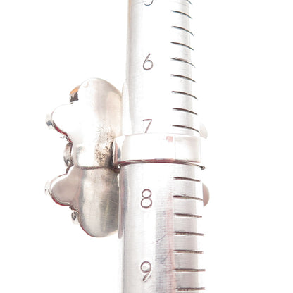 925 Sterling Vintage Real Amazonite & Opal Adjustable Statement Ring Size 7.5