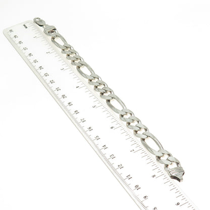 925 Sterling Silver Vintage Italy Figaro Link Bracelet 8"