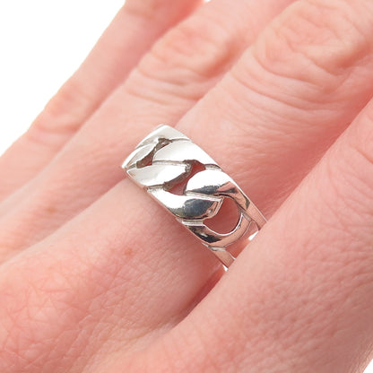 925 Sterling Silver Vintage Cuban Link Ring Size 10.75