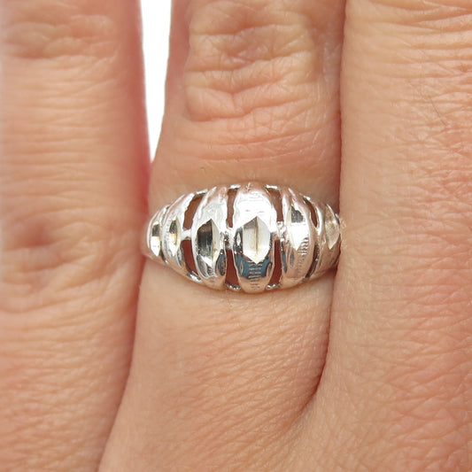 925 Sterling Silver Vintage Modernist Dome Ring Size 6.25