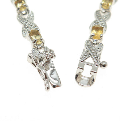 DEE BERKLEY JEWELRY Sterling Silver Diamond Accent & Citrine "X" Bracelet 7.25"