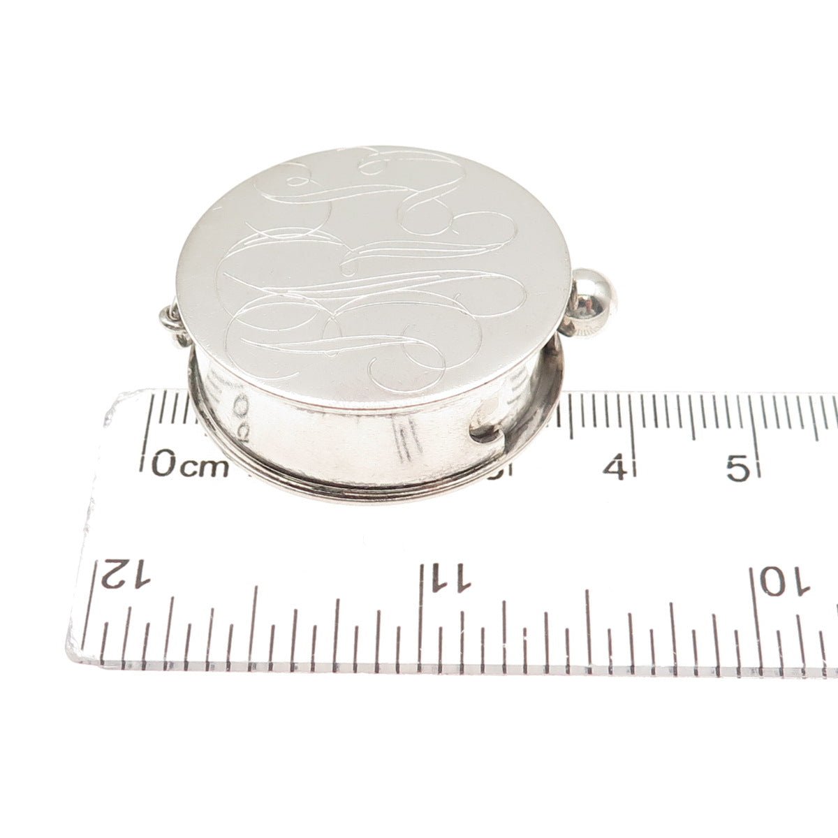 Leonore Doskow 925 Sterling Silver Vintage Engraved BRL Monogram Pill Box