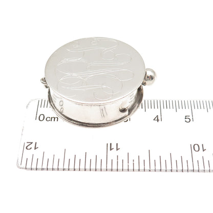 Leonore Doskow 925 Sterling Silver Vintage Engraved BRL Monogram Pill Box