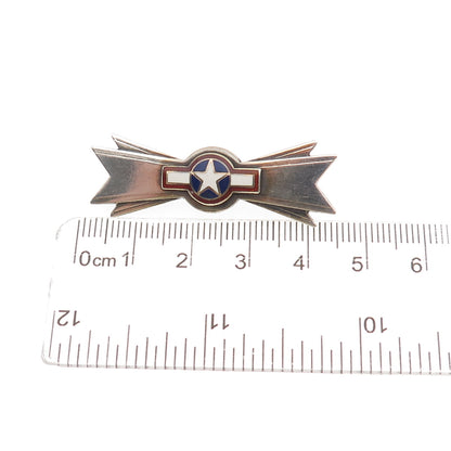 Amico 925 Sterling Silver Antique WWII Enamel US Air Force Pin Brooch