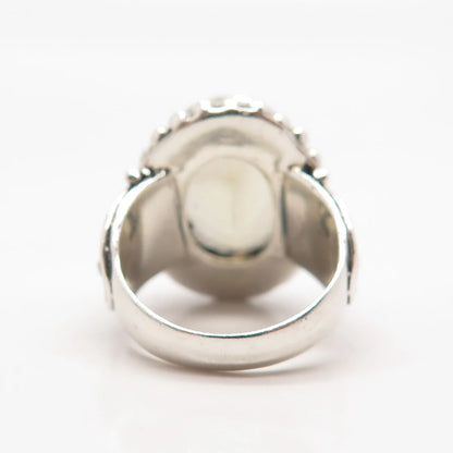 925 Sterling Silver Vintage Real Citrine Gemstone Beaded Ring Size 6