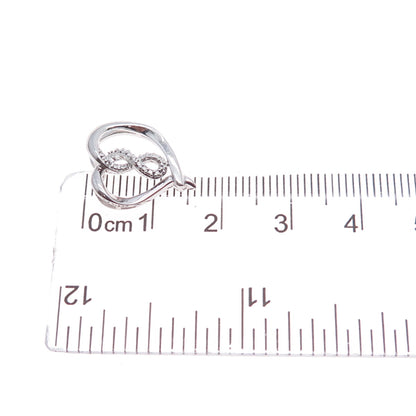 SAI 925 Sterling Silver Round-Cut C Z Infinity Heart Mini Slide Charm Pendant