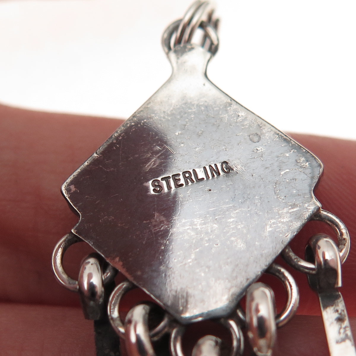 Old Pawn 925 Sterling Silver Vintage Turquoise Lapis Spiny Oyster Shell Pendant