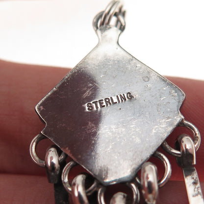 Old Pawn 925 Sterling Silver Vintage Turquoise Lapis Spiny Oyster Shell Pendant
