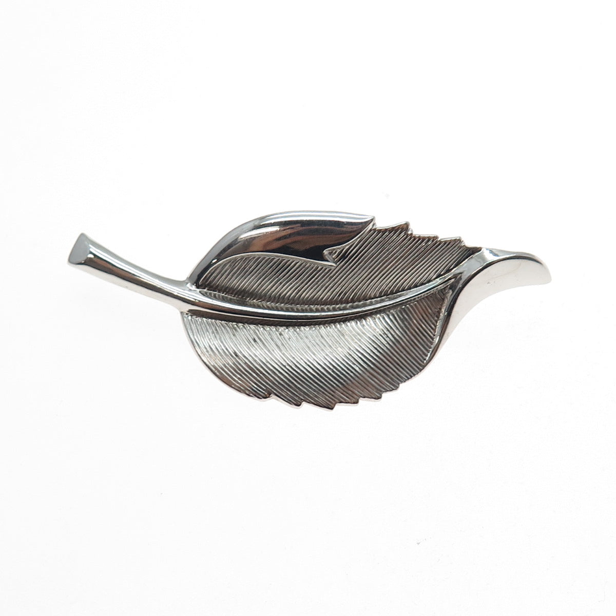 DANECRAFT 925 Sterling Silver Vintage Floral Leaf Oxidized Pin Brooch